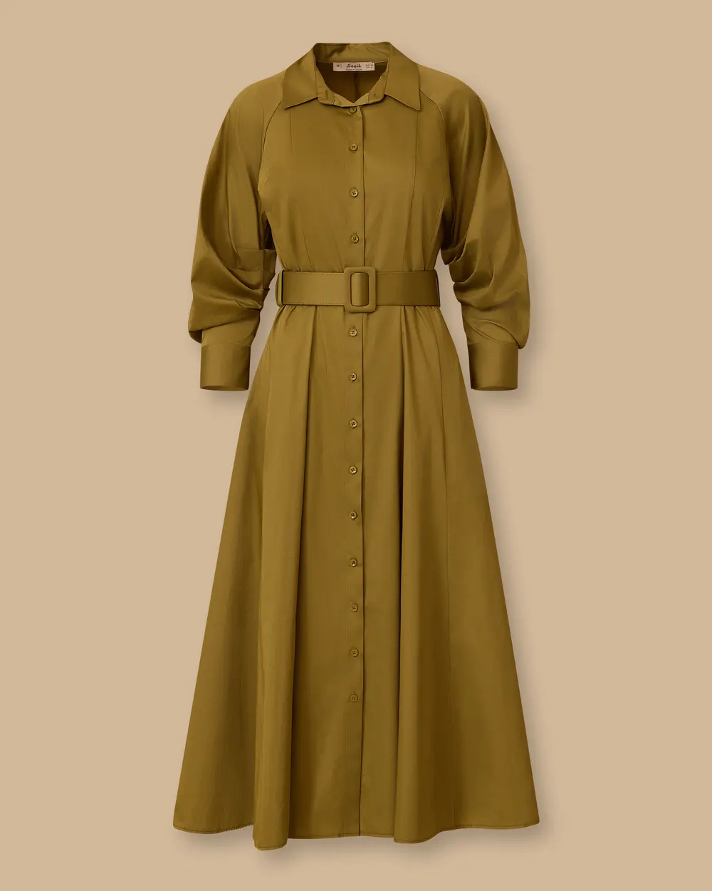 Kemerli Kol Büzgülü Elbise