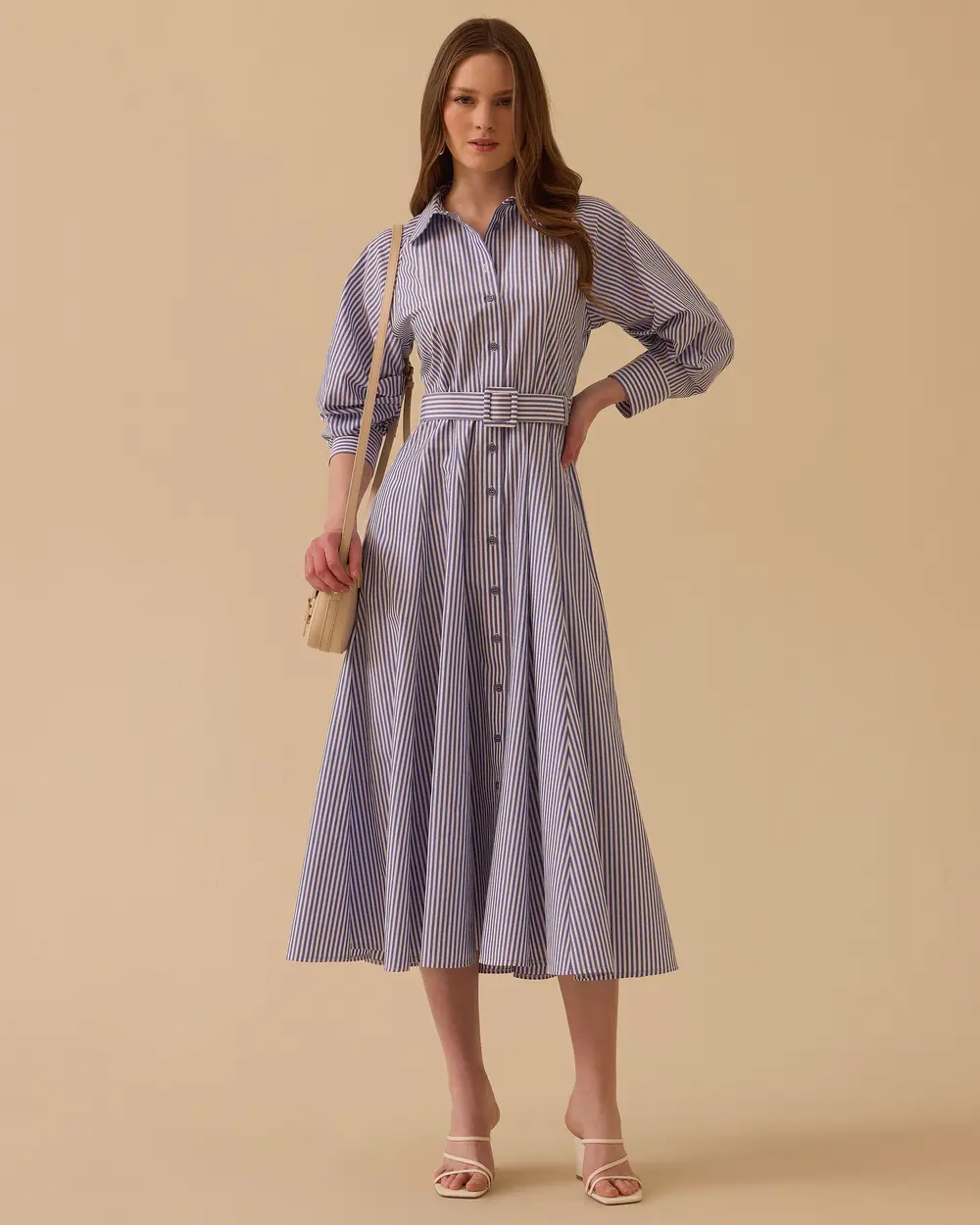 Kemerli Kol Büzgülü Elbise