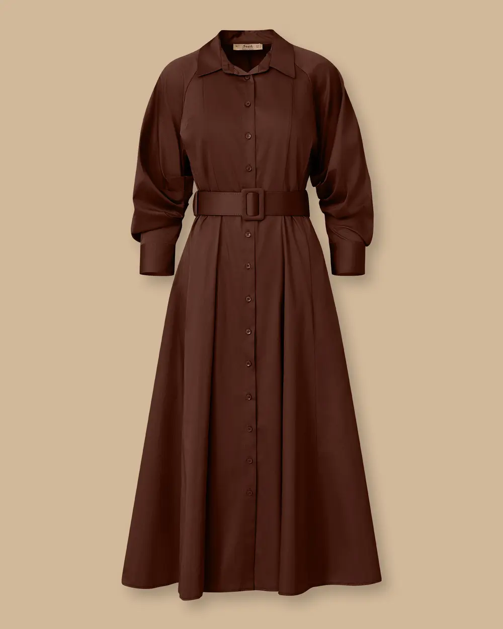 Kemerli Kol Büzgülü Elbise