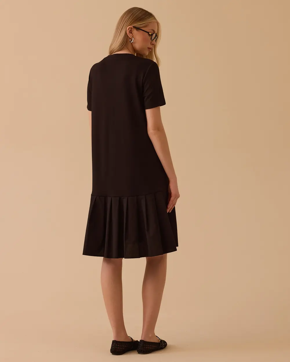 Short Sleeve Combed Dress with Frill Detail