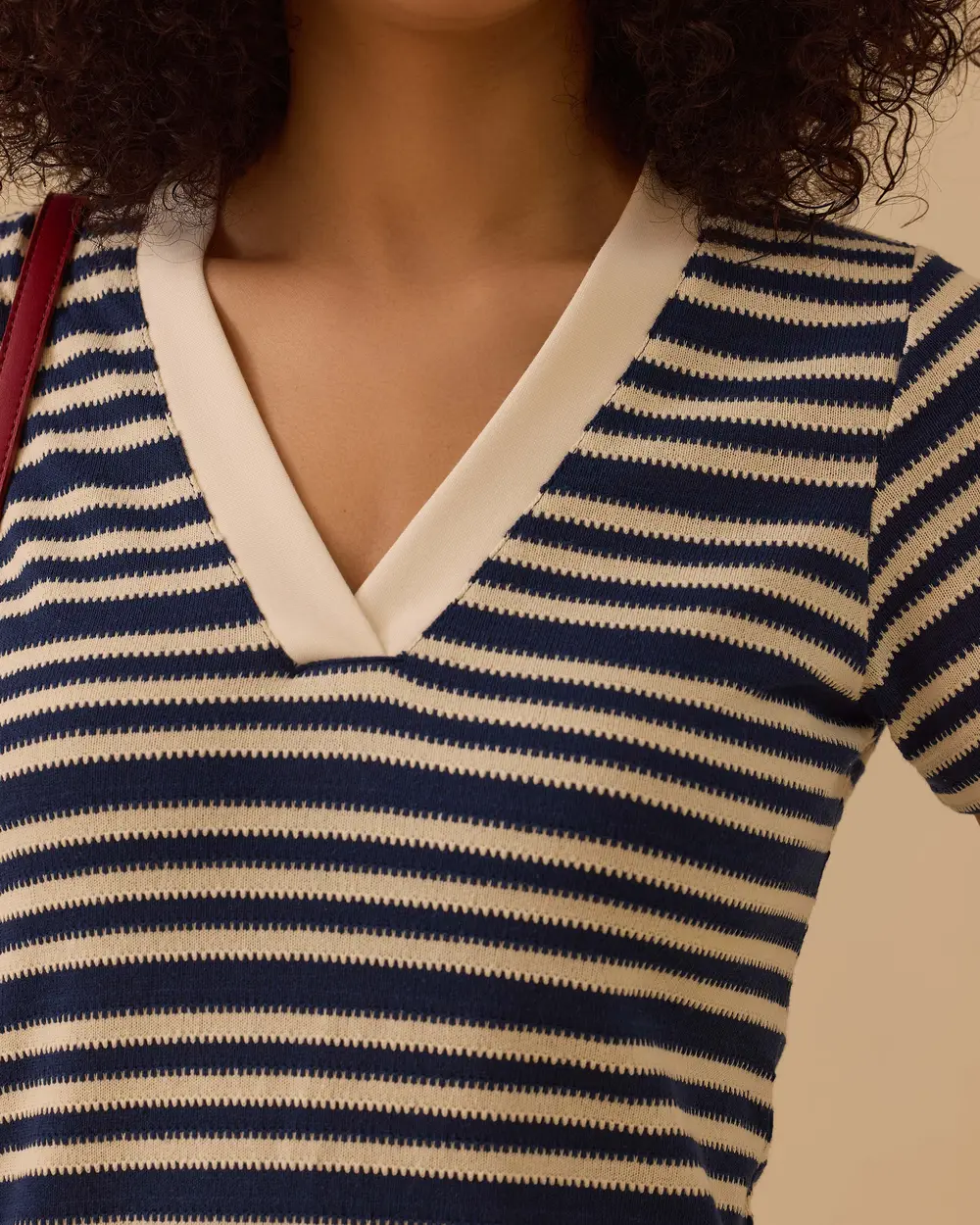 V-Neck Striped Midi Dress