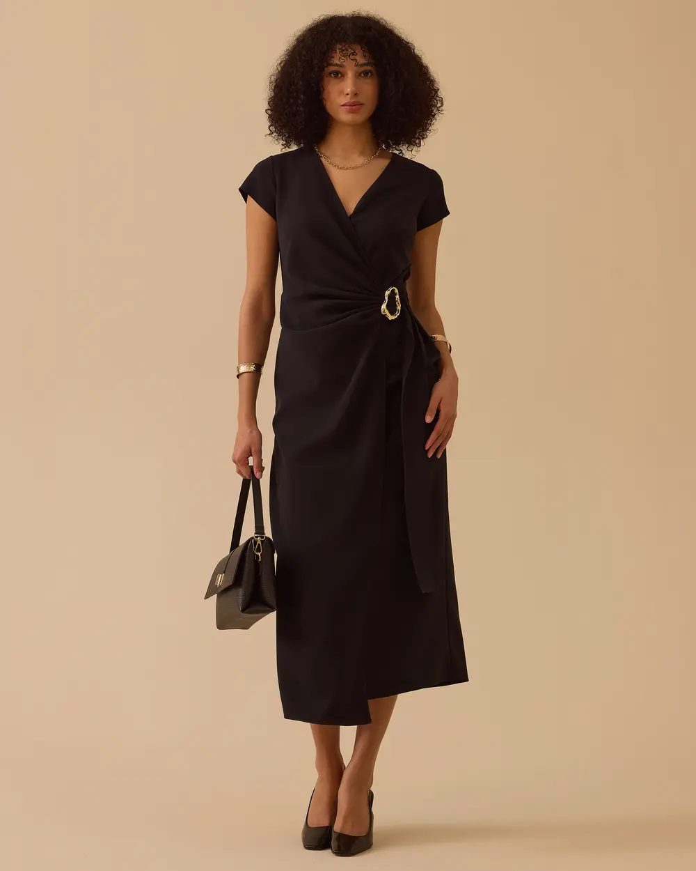 Kruvaze Midi Boy Elbise