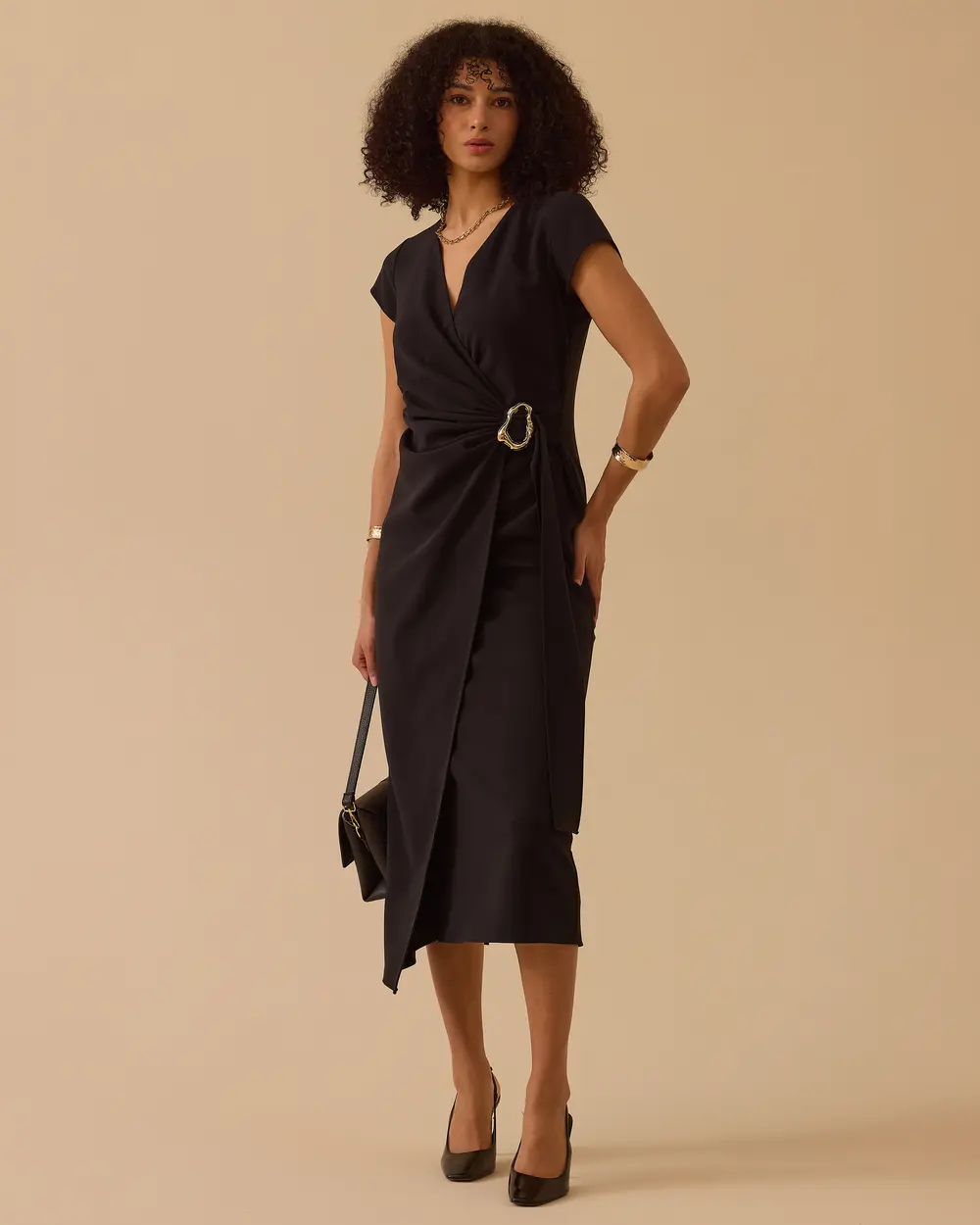 Kruvaze Midi Boy Elbise