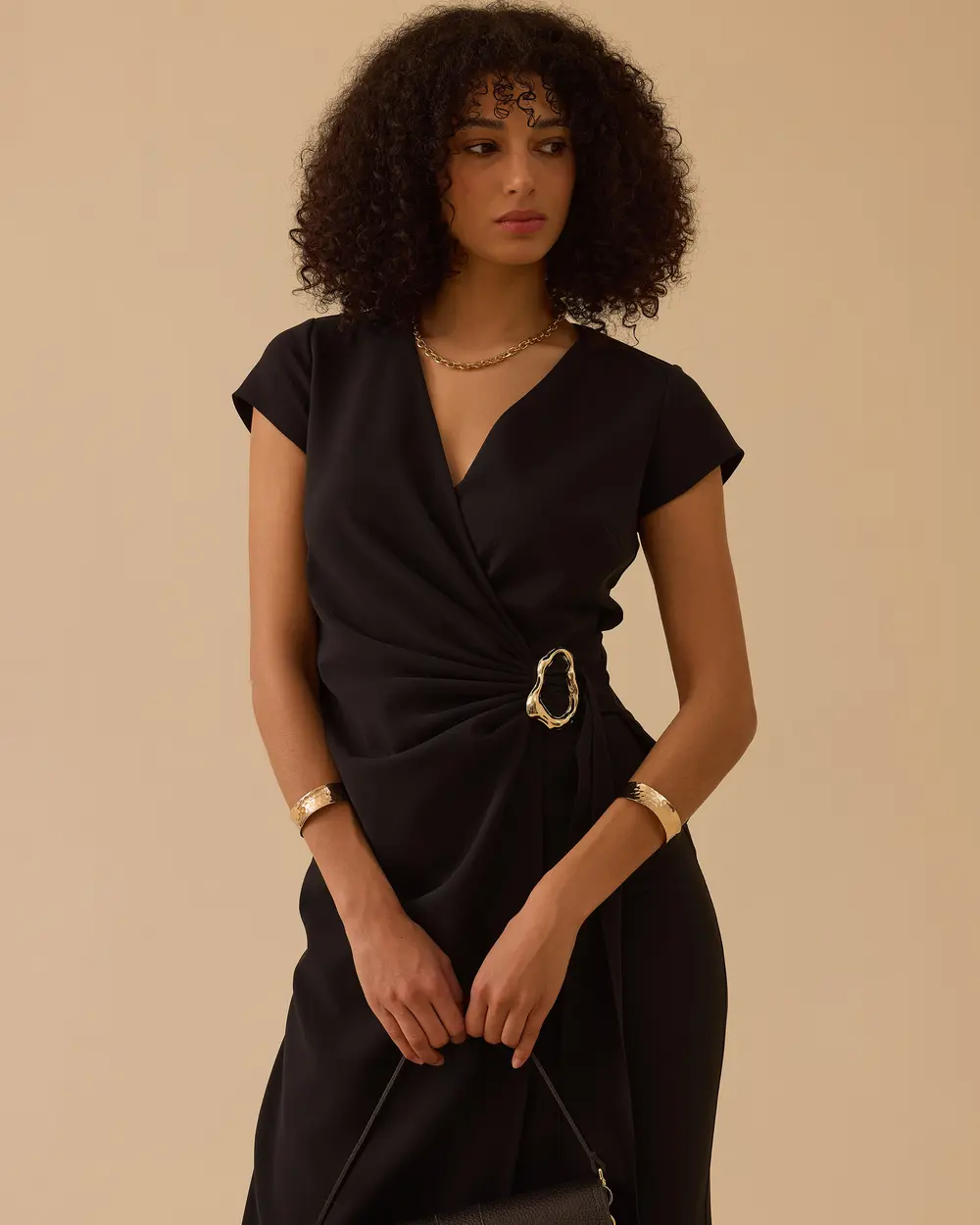 Kruvaze Midi Boy Elbise