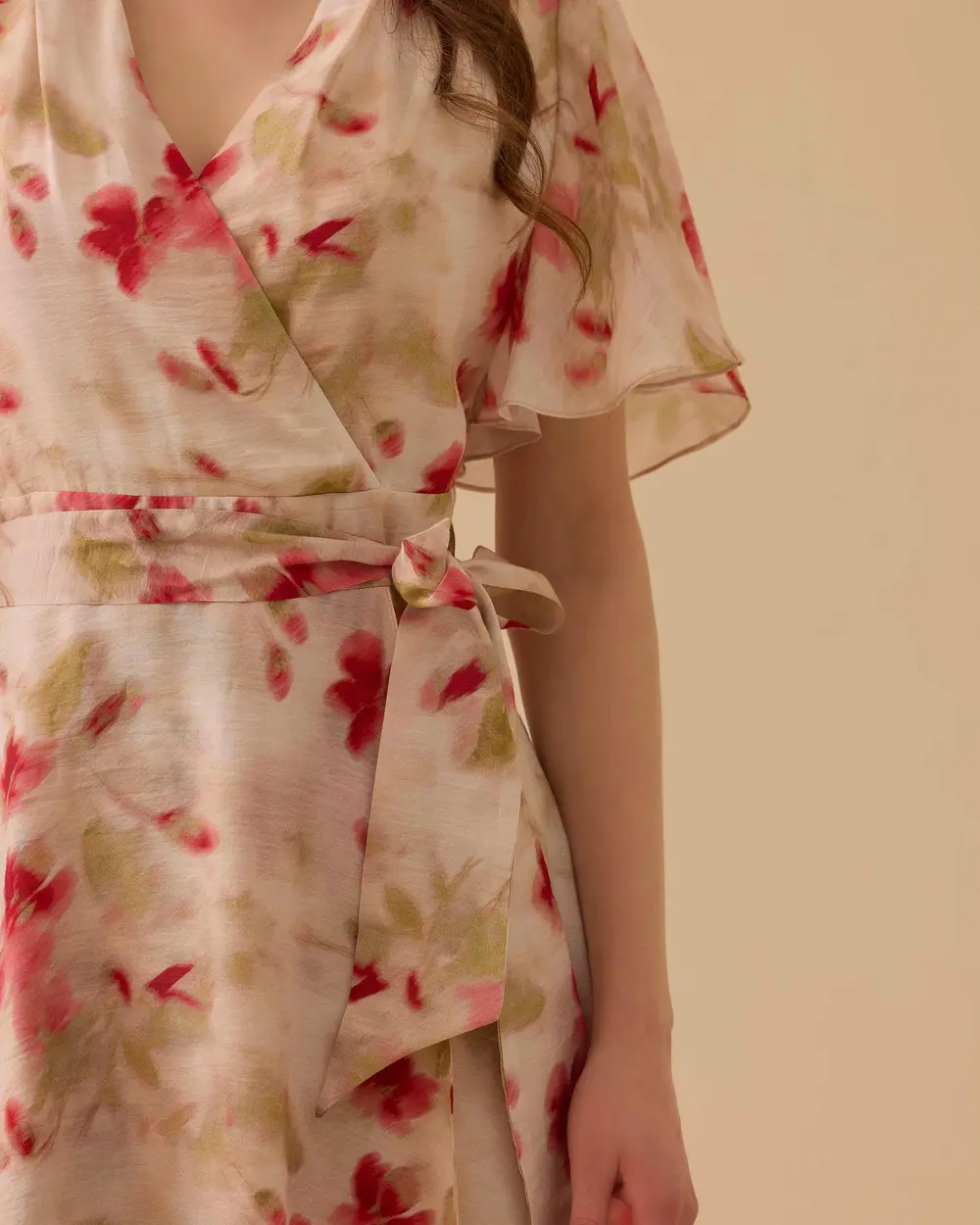 Çiçek Desenli Kuşaklı Elbise