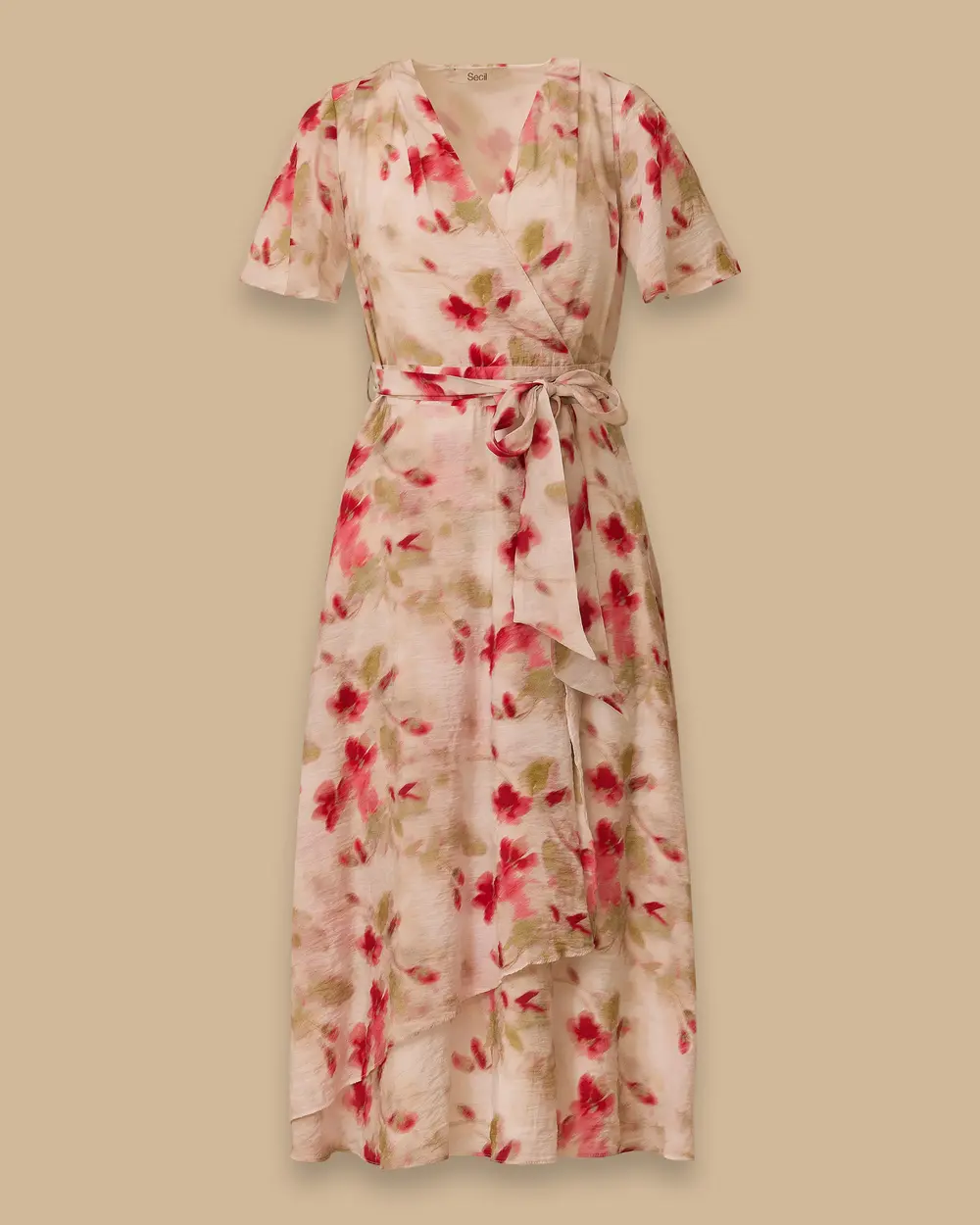 Çiçek Desenli Kuşaklı Elbise