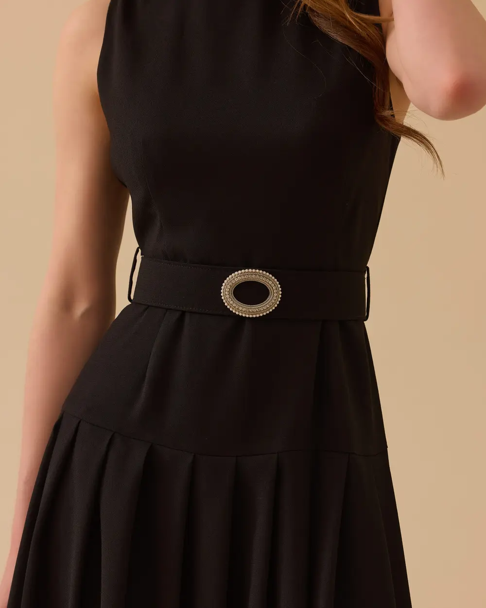 Kemerli Midi Krep Elbise