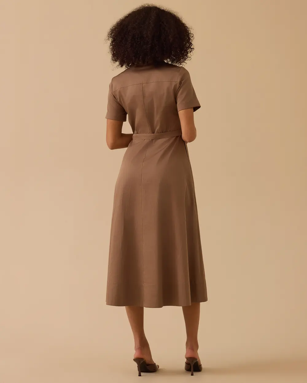 Kuşaklı Pile Detaylı Koton Elbise