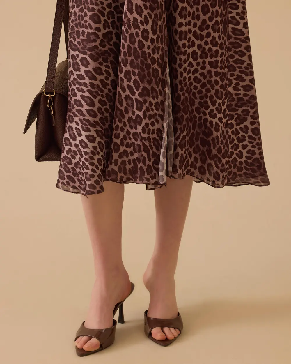 Leopar Desenli A Kesim Şifon Elbise