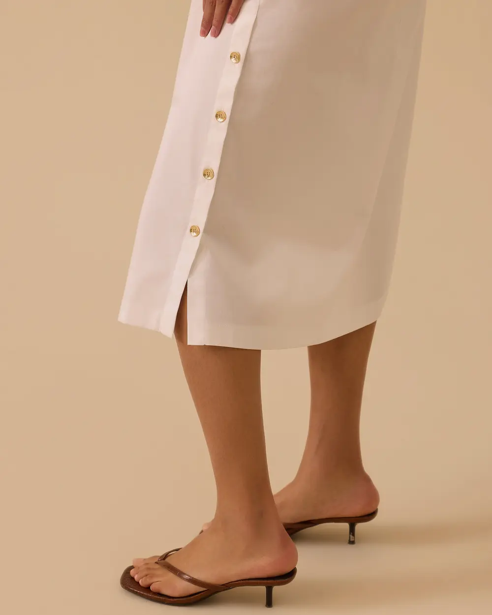 Shirt Collar Belted Cotton Dress