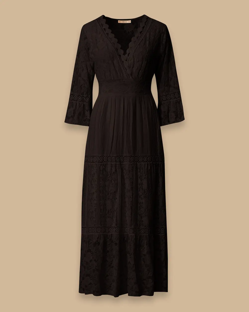 Lace Detailed Double-breasted Collar Dress