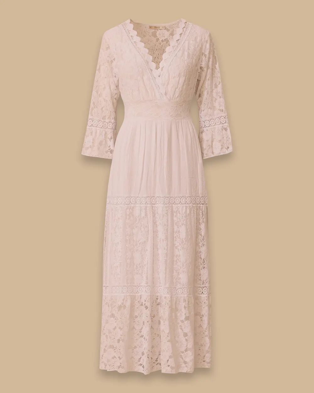 Lace Detailed Double-breasted Collar Dress