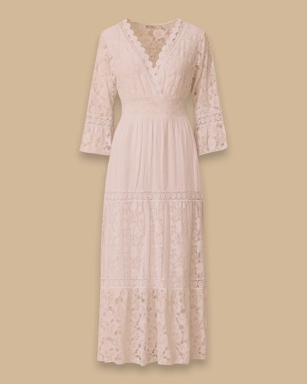 Lace Detailed Double-breasted Collar Dress