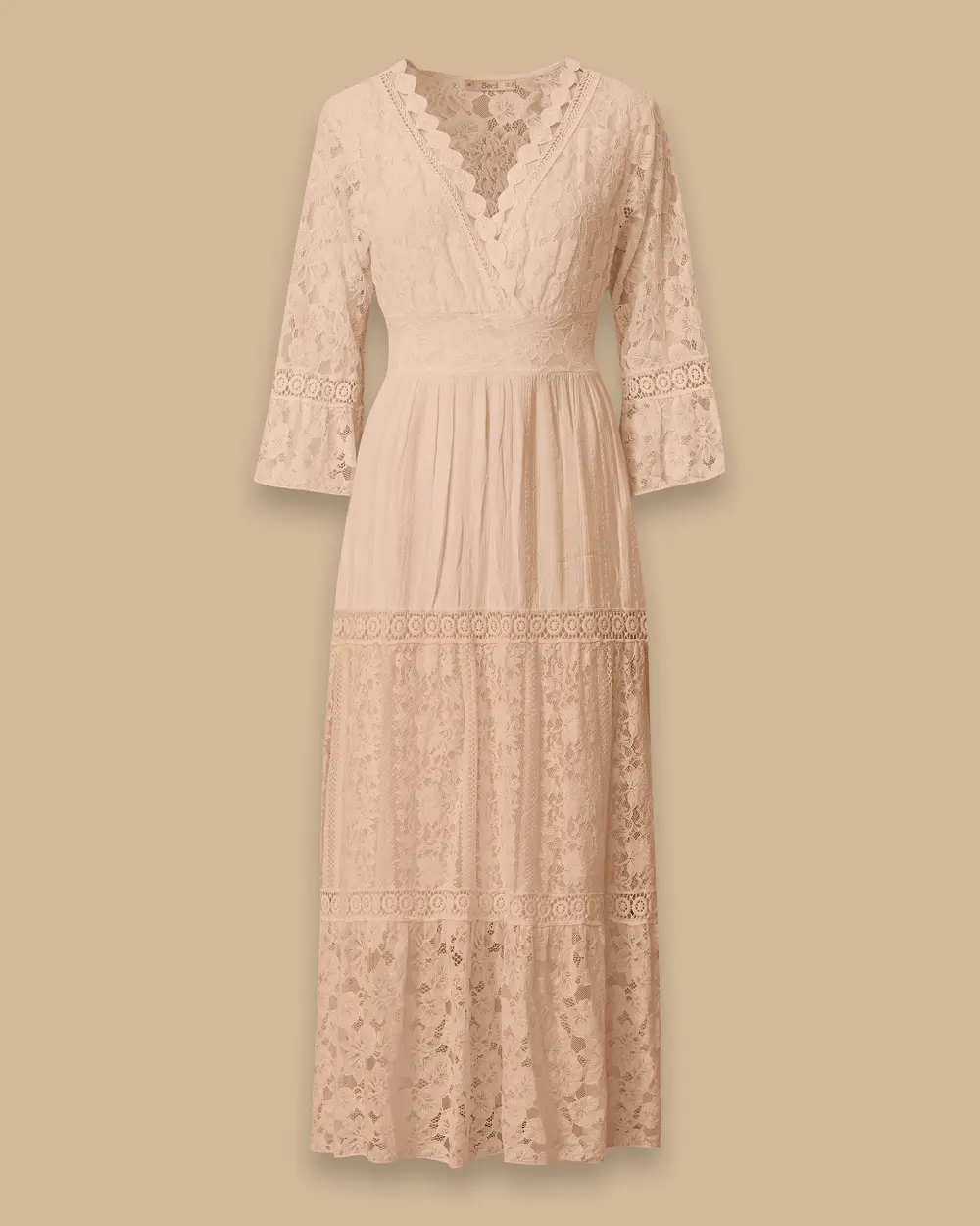 Lace Detailed Double-breasted Collar Dress