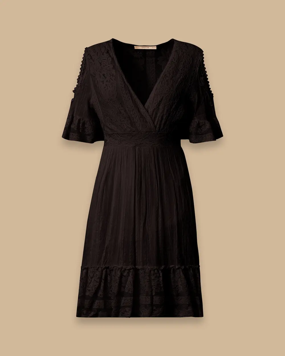 Double-breasted Dress with Shoulder Decollete Lace Detail