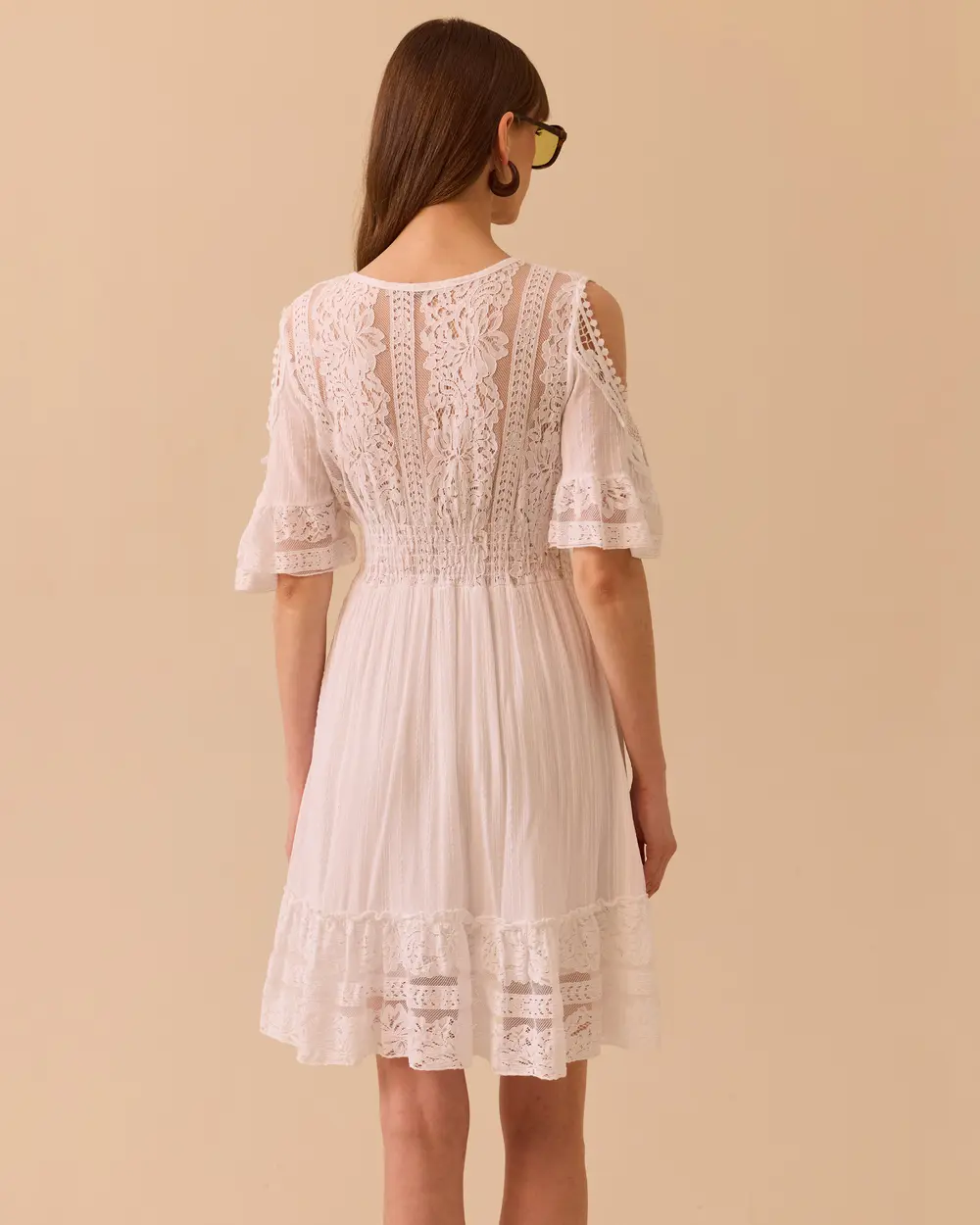 Double-breasted Dress with Shoulder Decollete Lace Detail