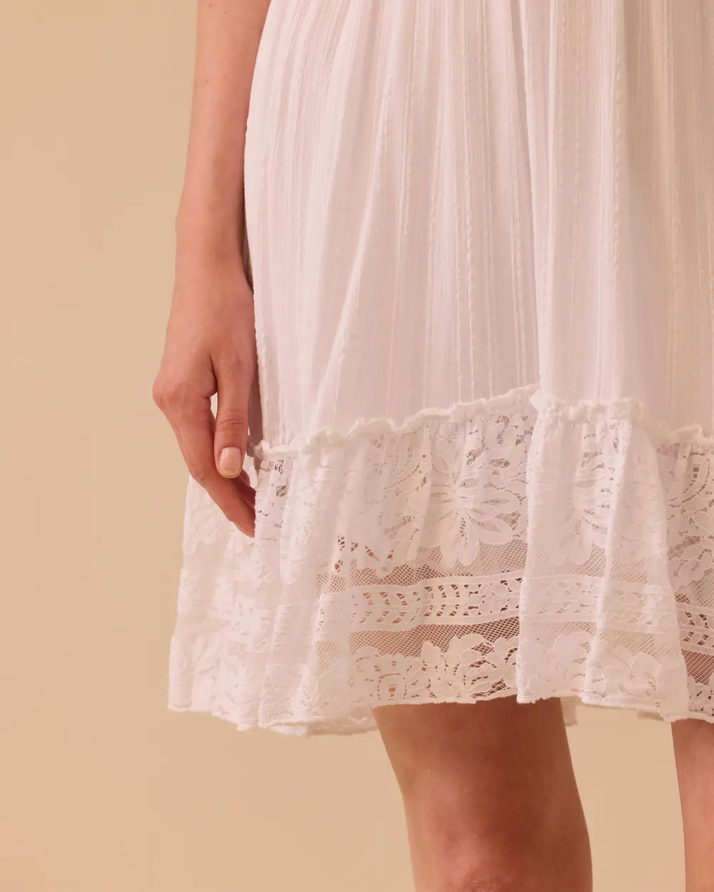 Double-breasted Dress with Shoulder Decollete Lace Detail