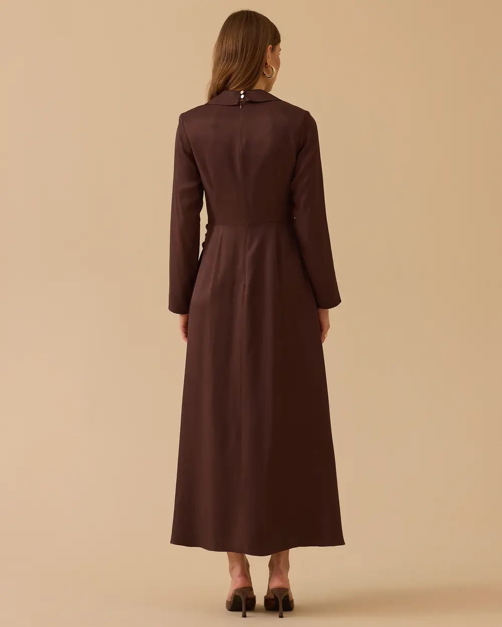 Double-breasted Satin Dress with Button Detail