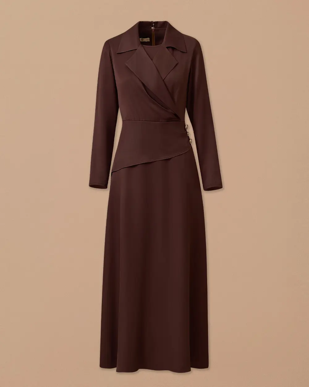 Double-breasted Satin Dress with Button Detail