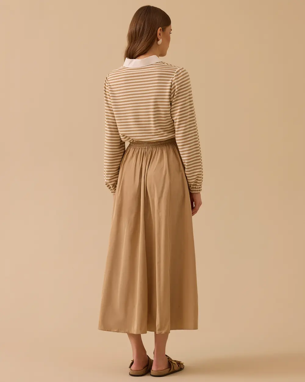 Çift Parça Görünümlü Bel Bağcıklı Elbise