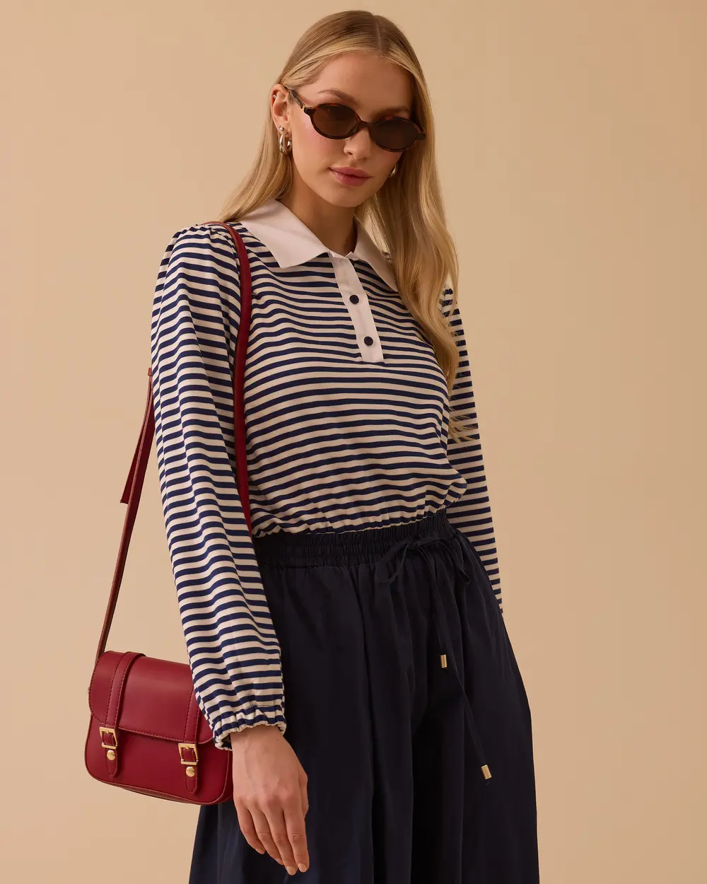 Çift Parça Görünümlü Bel Bağcıklı Maksi Elbise