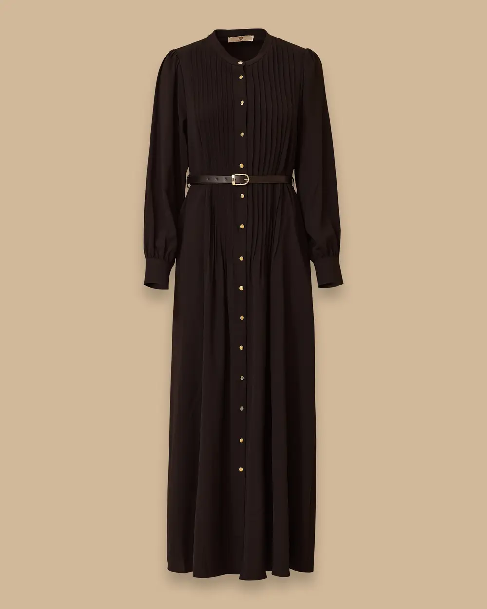 Hakim Yaka Kemerli Uzun Elbise