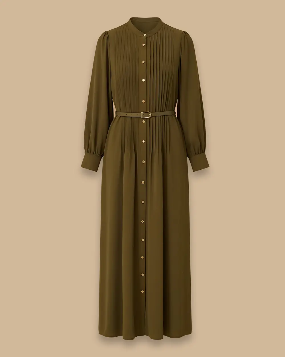 Hakim Yaka Kemerli Uzun Elbise