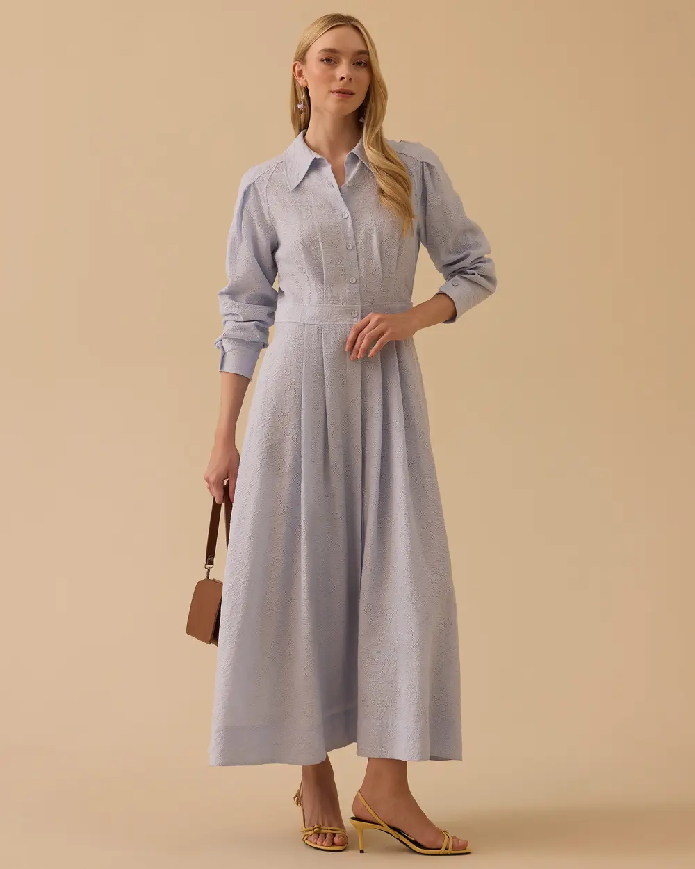 Desenli Pileli Elbise