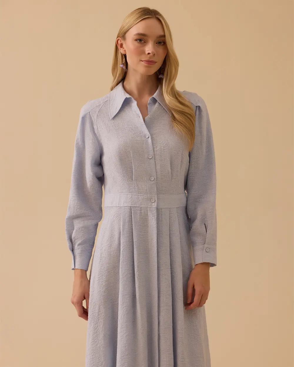 Desenli Pileli Elbise