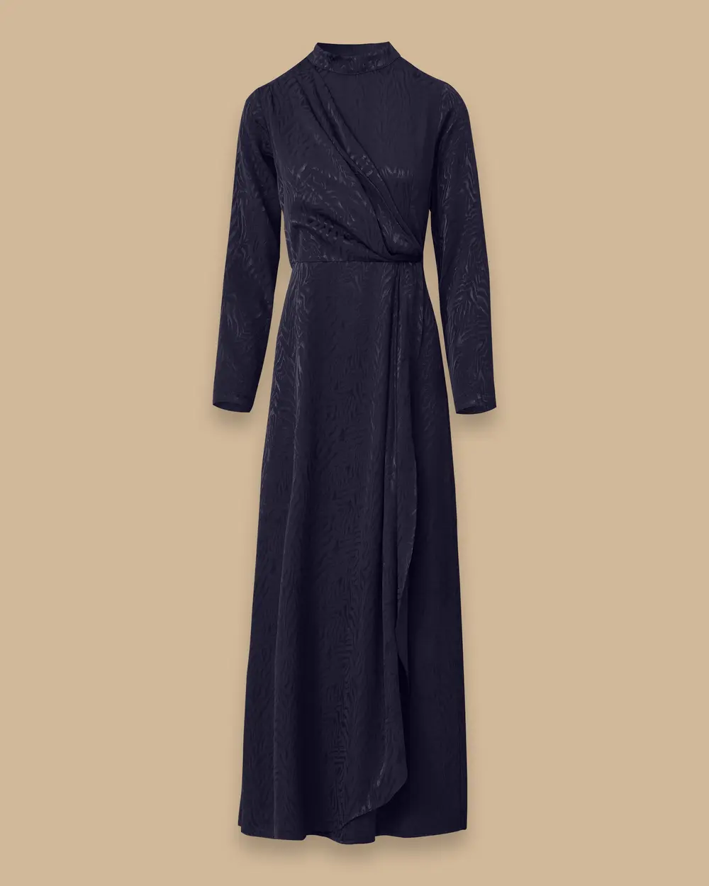 Patterned Shiny Textured Long Dress