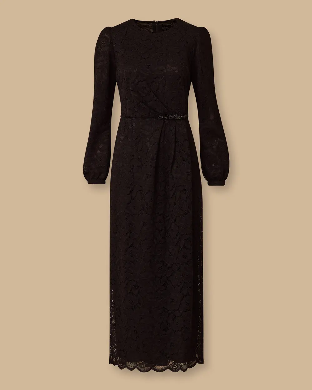 Boncuk Detaylı Dantel Elbise