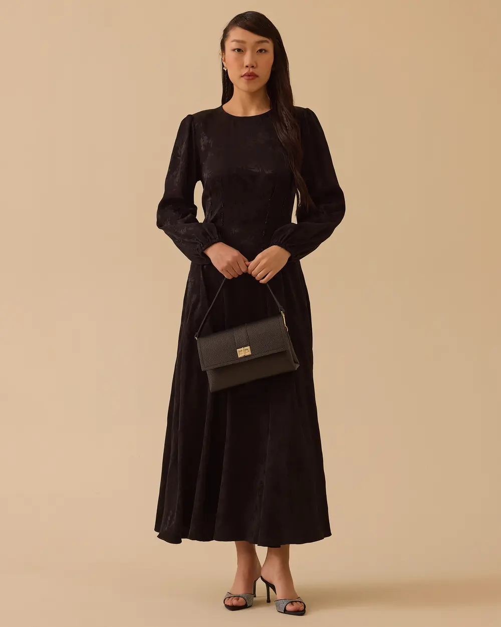 Pileli Jakarlı A Kesim Elbise