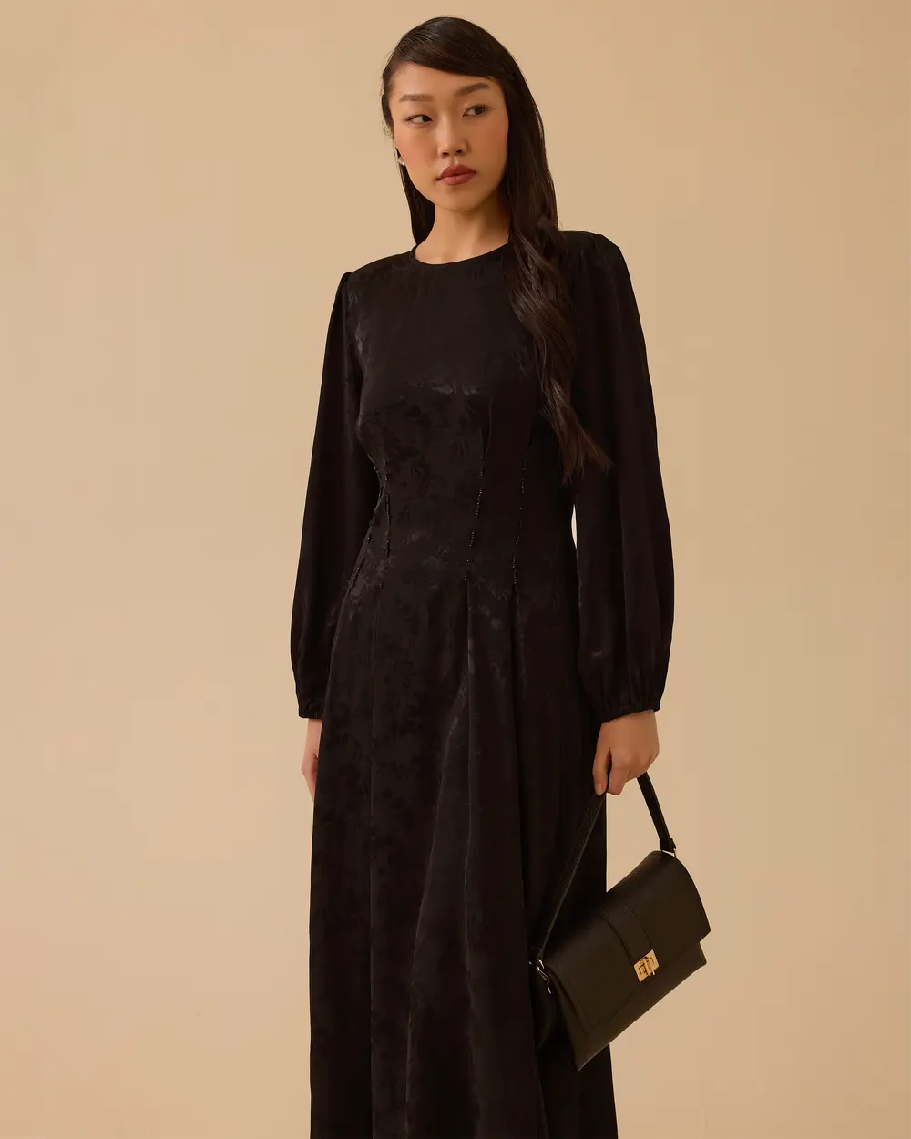 Pileli Jakarlı A Kesim Elbise