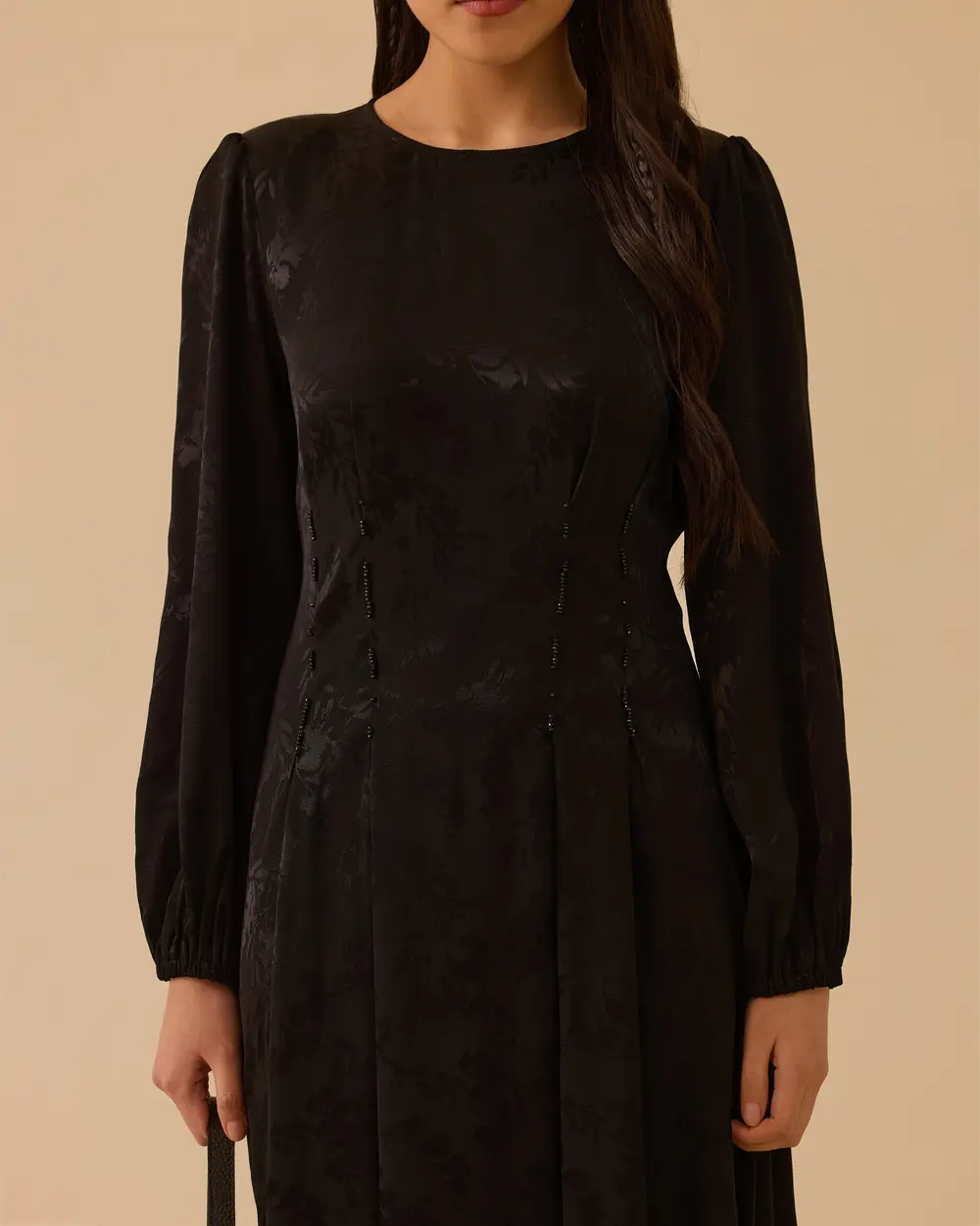 Pileli Jakarlı A Kesim Elbise