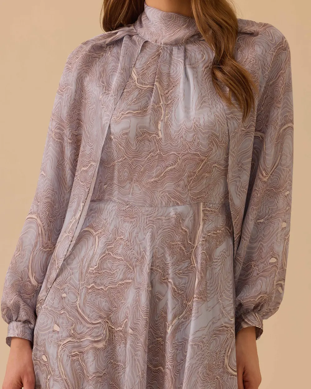 Patterned Cape Sleeve Dress