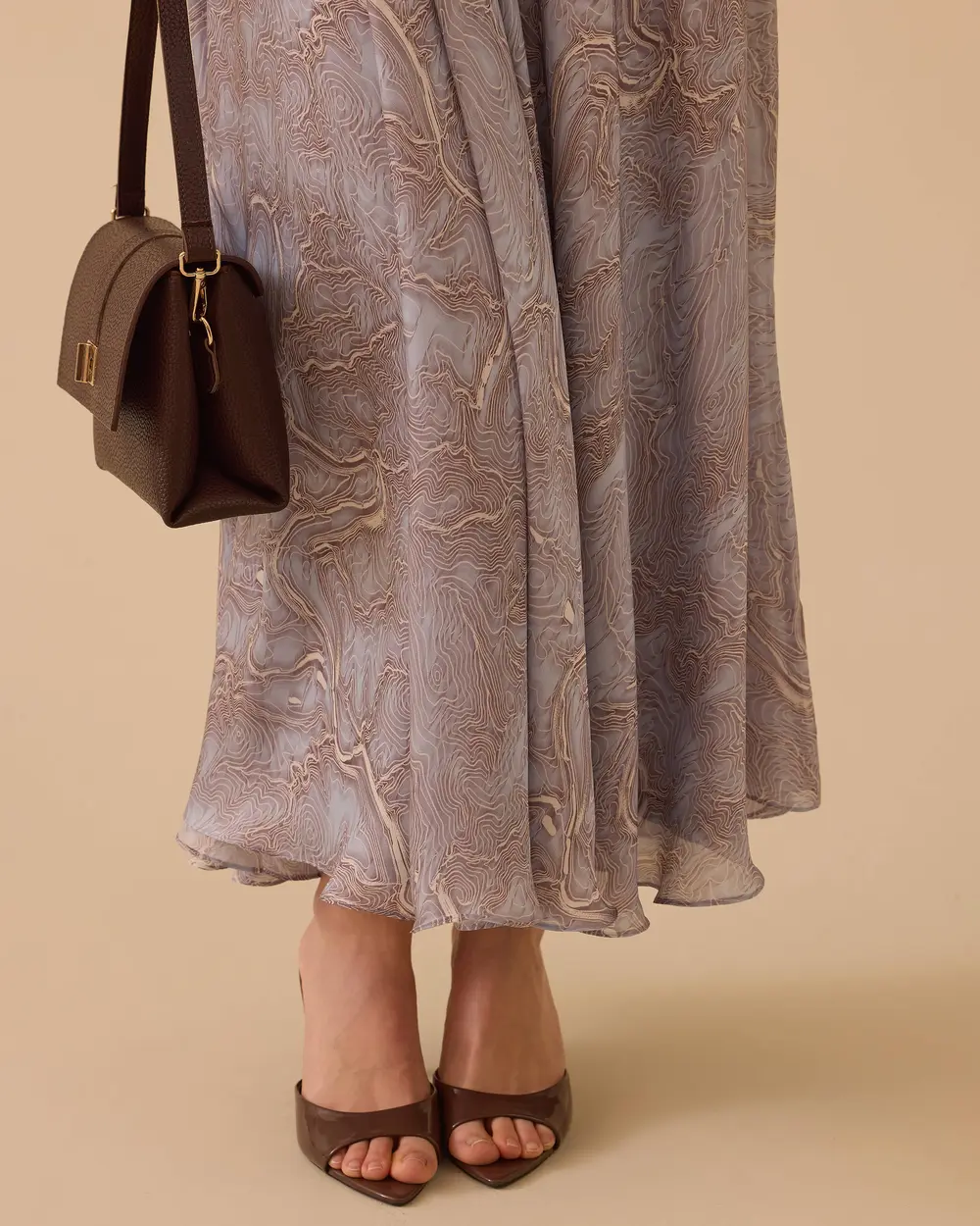 Patterned Cape Sleeve Dress