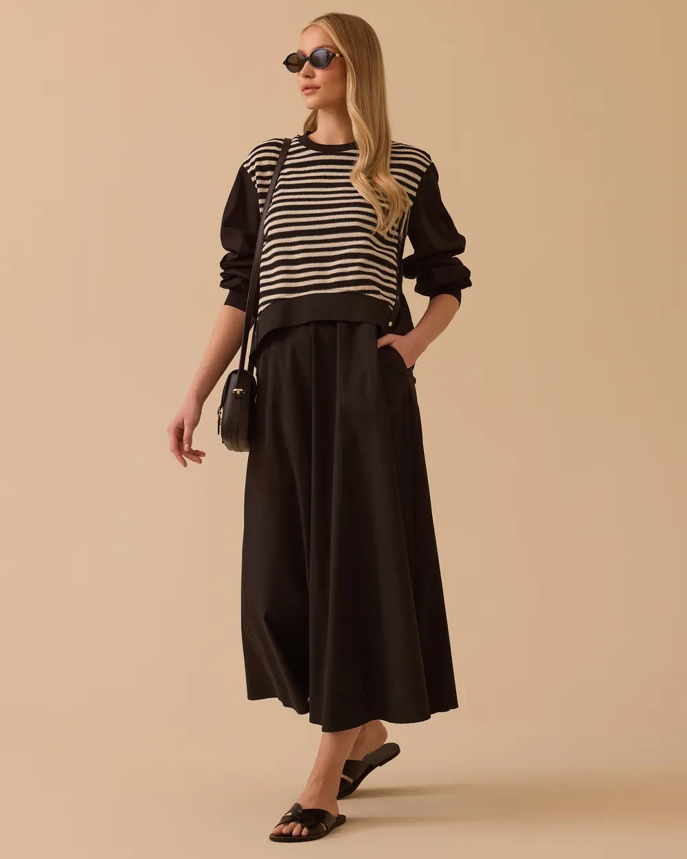 Striped Layered Pocket Dress