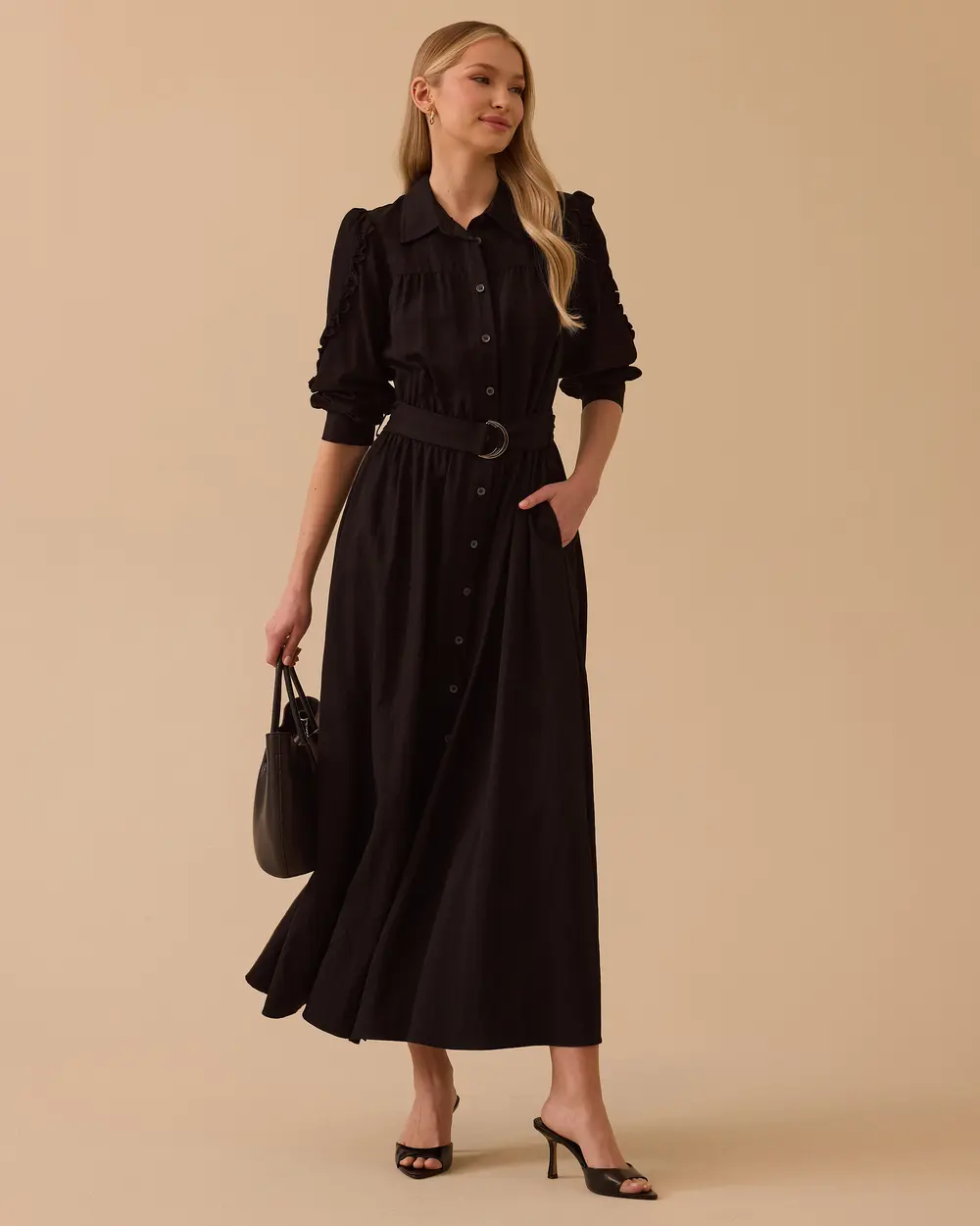 Frill Detailed Belted Dress