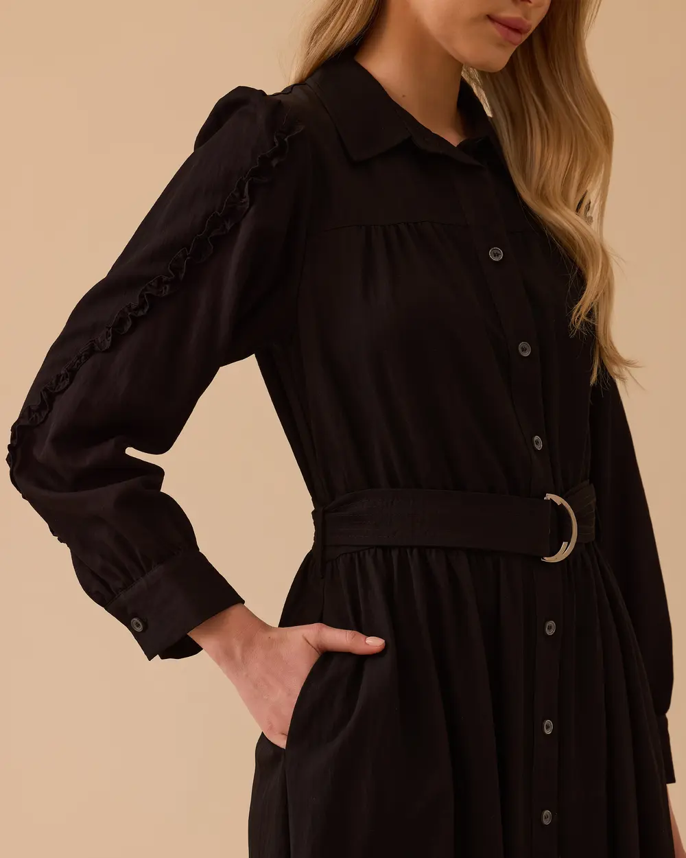 Frill Detailed Belted Dress