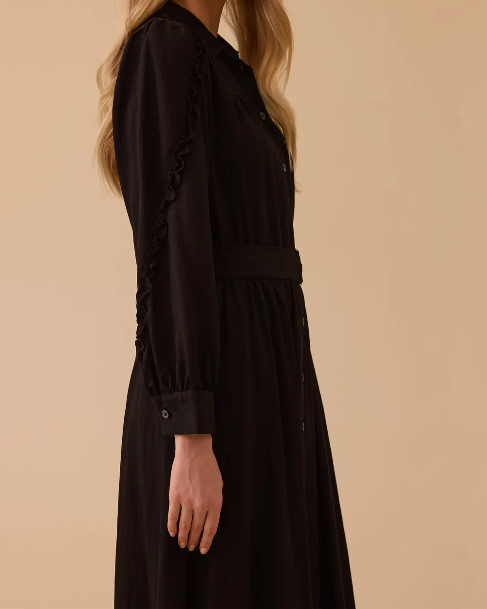 Frill Detailed Belted Dress