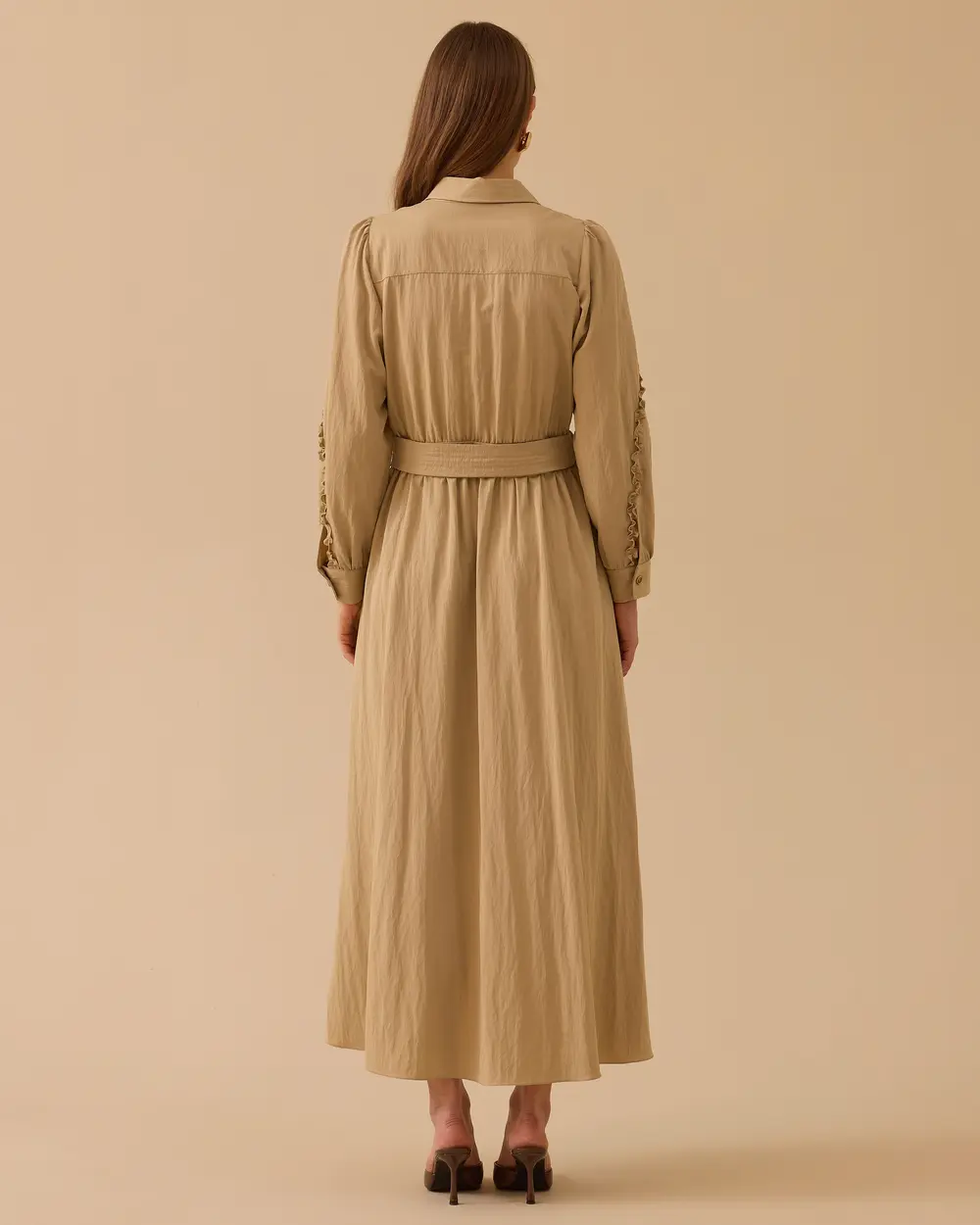 Fırfır Detaylı Kemerli Elbise