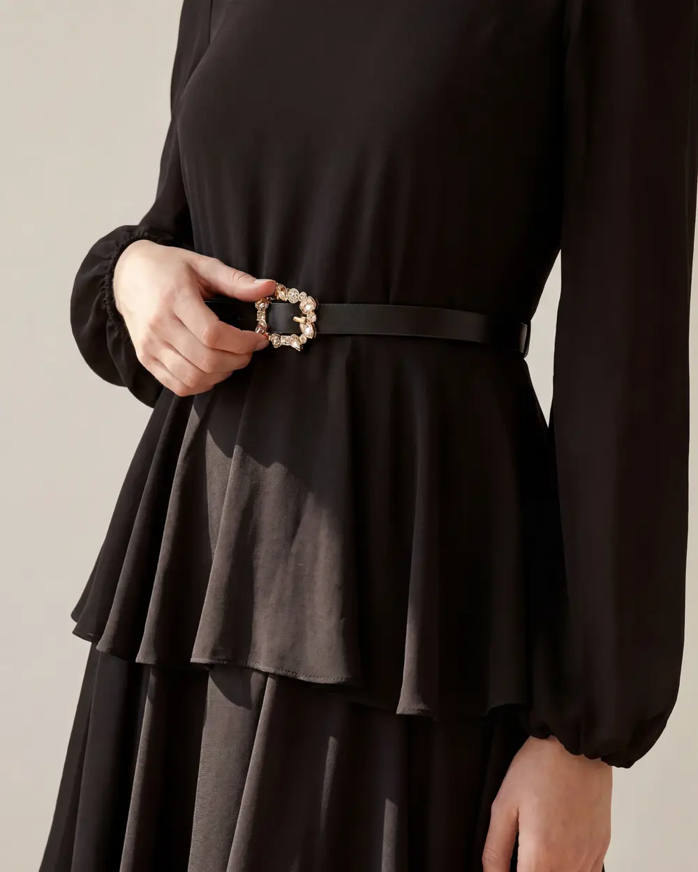 Maxi Length Chiffon Dress with Floor Detail