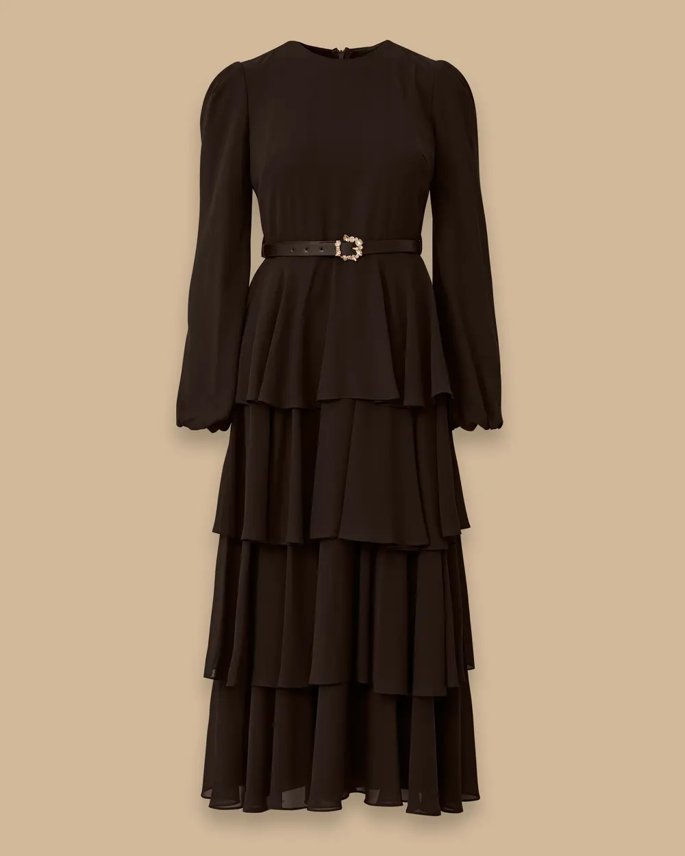 Maxi Length Chiffon Dress with Floor Detail