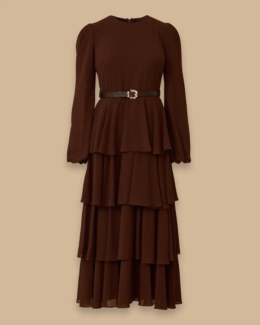 Maxi Length Chiffon Dress with Floor Detail