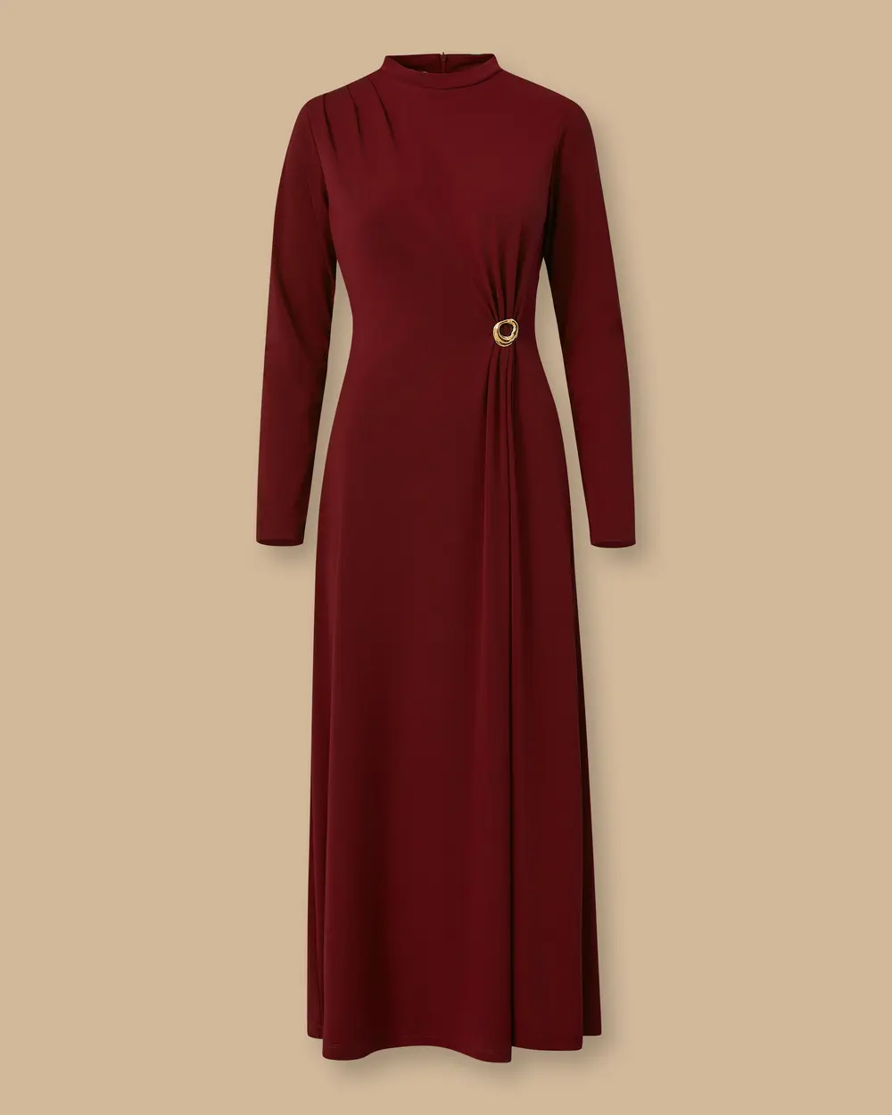 Metal Aksesuarlı Uzun Kollu Elbise