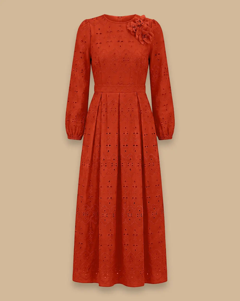 Midi Dress with Floral Accents
