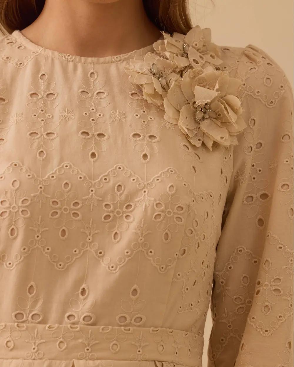 Midi Dress with Floral Accents
