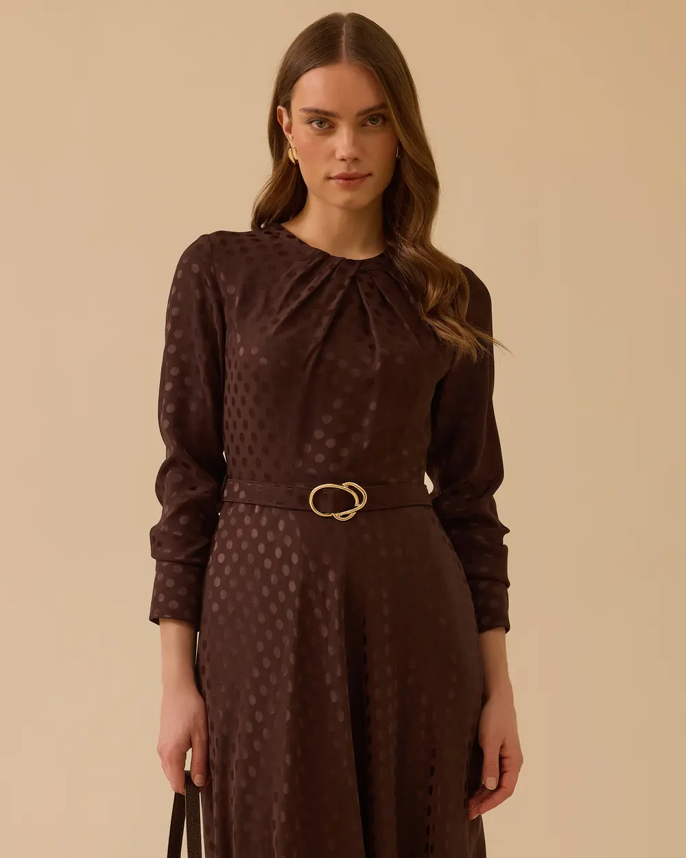 Polka Dot Belt Detailed Dress