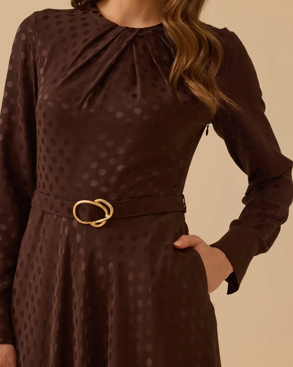 Polka Dot Belt Detailed Dress