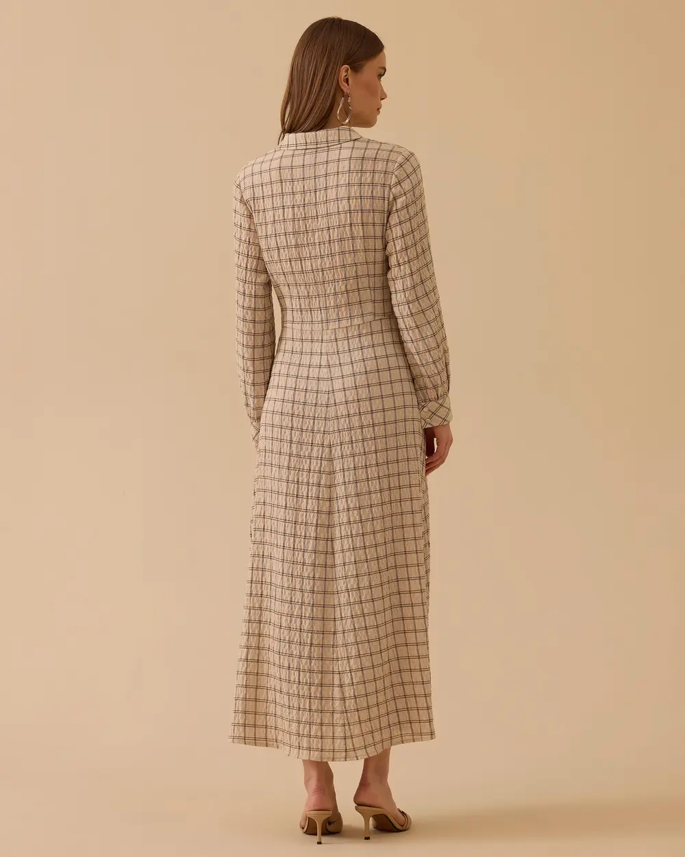 Checkered Midi Dress with a Belt